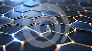 Illuminated Hexagonal Network: Abstract 3D Render of Interconnected Nodes