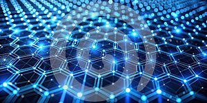 Illuminated hexagonal network a futuristic representation of interconnected systems and data flow. Generative AI