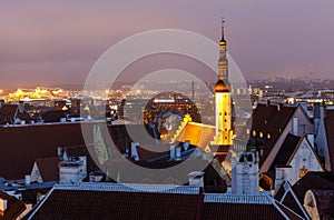 Illuminated holy spirit church in Tallinn, Estonia