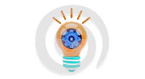 Illuminated idea bulb with cogwheel