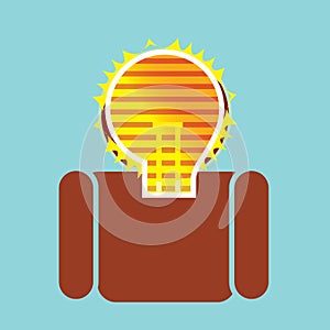 Illuminated idea bulb on man