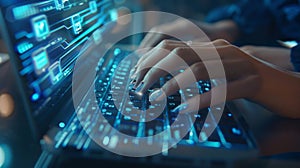 Illuminated Keyboard and Coding Session.AI generated image