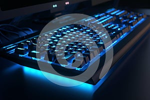 Illuminated keyboard for computer games and hacking, AI Generative