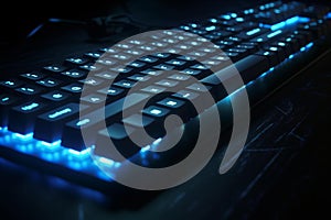 Illuminated keyboard for computer games and hacking, AI Generative