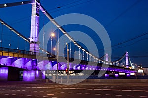 Illuminated Krymsky (Crimean) bridge over Moscow photo