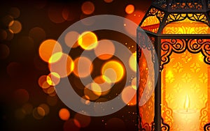 Illuminated lamp on Eid Mubarak (Happy Eid) photo
