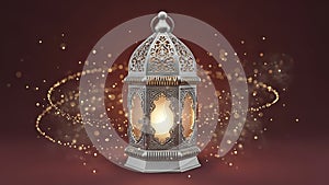 Illuminated Lantern on Dark Background