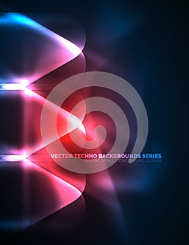 Illuminated lens flares, glowing color techno background