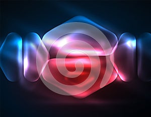 Illuminated lens flares, glowing color techno background