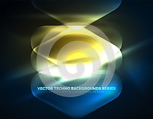 Illuminated lens flares, glowing color techno background