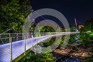 Illuminated Liberty Bridge in Downtown Greenville South Carolina