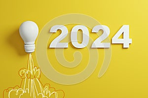 Illuminated lightbulb with 2024, representing a bright outlook and innovative strategies.