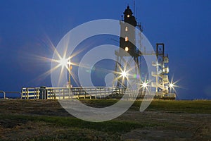 illuminated lighthouse