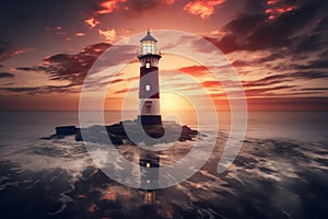 Illuminated Lighthouse Valentine Day background