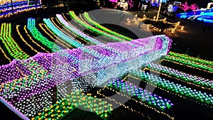 Illuminated lights in a park in Ibaraki, Japan