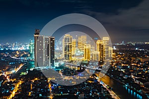 Illuminated Manila city at night