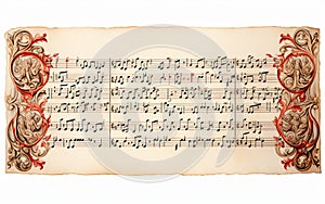 Illuminated Manuscript on White Background