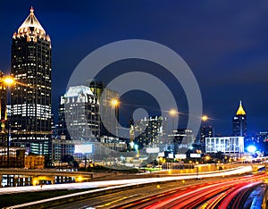 Illuminated Midtown in Atlanta, USA at night