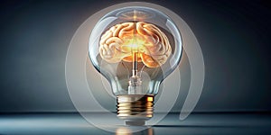 Illuminated mind a glowing human brain inside a lightbulb, symbolizing intelligence and ideas. Generative AI