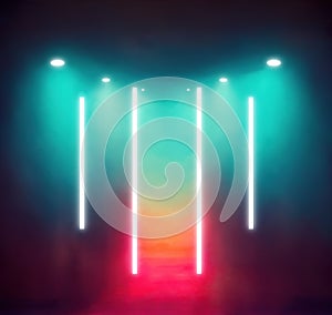 Illuminated neon straight lines nightclub lazers effect