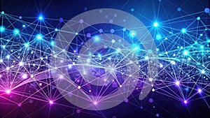 Illuminated network a complex interconnection of nodes and lines representing global communication and data flow. Generative AI