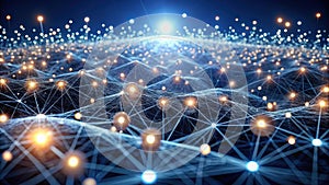 Illuminated network a complex interconnection of nodes and pathways representing data flow and connectivity. Generative AI