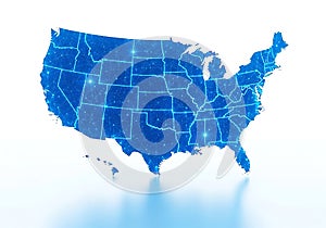 Illuminated network map of the united states