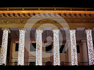 Illuminated opera house in night Kiev