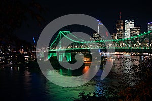 Illuminated panoramic scenic of Bridge over the river