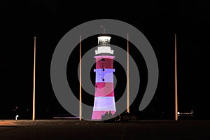 Illuminated Plymouth Eddystone Lighthouse