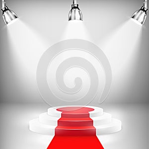 Illuminated Podium With Red Carpet