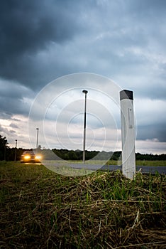 Illuminated pole on roadside