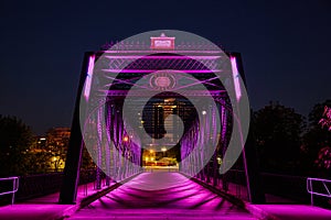 Illuminated Purple Bridge by Night, Urban Design Detail