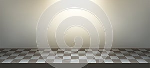 Illuminated realistic studio checkered background