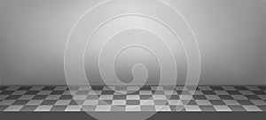 Illuminated realistic studio checkered background