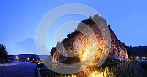 Illuminated Rock Formation