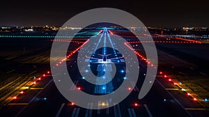 The illuminated runway lights designed and installed by Urbane guide planes to a safe landing showcasing the companys photo