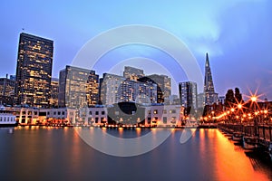 Illuminated San Francisco Downtown at Dusk