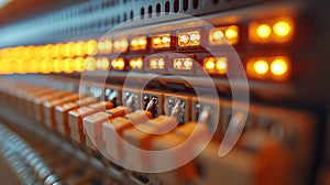 Illuminated Server Rack: A Close-Up View of Network Hardware