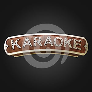 Illuminated sign karaoke on black background. photo