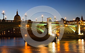 Illuminated Southwark Bridge photo