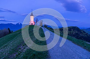 Illuminated St Felicijan church