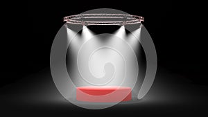 Illuminated stage dark nackground 3D rendering