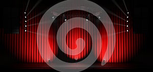 Illuminated stage dark nackground 3D rendering