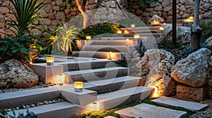 Illuminated Steps With Candles