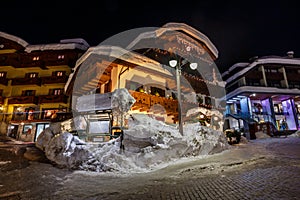 Illuminated Street of Madonna di Campiglio at Night