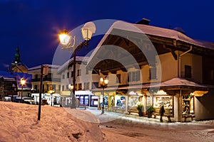 Illuminated Street of Megeve on Christmas Eve