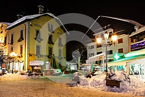 Illuminated Street of Megeve on Christmas Eve