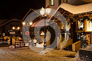 Illuminated Street of Megeve on Christmas Eve