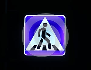 Illuminated street traffic sign - pedestrian crossing